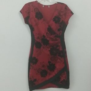 Almost Fmous Red Floral bodycon dress